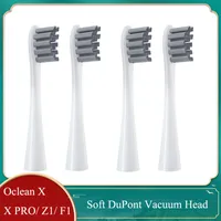 4pcs têtes de remplacement dupont softs pour oclean x / x pro / z1 / f1 têtes de brosse grise sonore brusques à dents électriques
