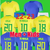 22 23 كرة قدم قميص Camiseta de Futbol Paqueta Brazils Neres Coutinho Football Shirt Jesus Marcelo Pele Casemiro Brasil 2022 Maillots Football Mens and Kids مجموعات