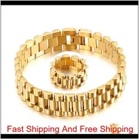 15Mm Men Women Stainless Steel Watch link chain Band Strap Bracelet Watchband Wristband Bracelets Rings Gold Hiphop Wrist Strap Li236Y