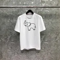Z38D 2022 Marcas de diseño de moda TB Thom Camiseta de negocios Elefante básico Impreso de alta calidad Hombres de algodón puro hombres de la calle de la calle de la camiseta de manga corta suelta
