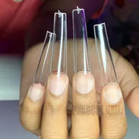 500st XXL Coffin Nail Tips No C Curve Straight Square Half Cover Long False Nails Acrylic Tool 220707