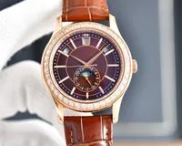 Relógios mecânicos de luxo para homens diamantes moldura de lua com relógios automáticos
