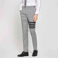 TB THOM Grid Suit Pants Spring Autunm Fashion Brand Men Trousers Black 4-Bar Stripe Luxury Offcial Casual Men&#039;s Pants