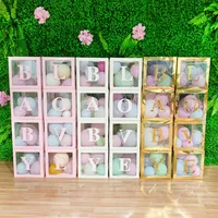 4pcs Carry Cardboard Cube Cube Balloon de regalos Regalos Baby Shower Bolsa de papel Favor Candy Dragee Cake Wedding Packaging293f