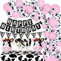 Farm Animal st Birthday Party Decor Balloon Garland Arch Kit For Girl With Cow Running Balloons Pink Latex Globes Baby Shower J220711