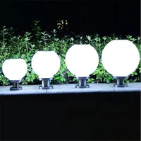라운드 태양 램프 주도 공 모양 기둥 빛 흰색 아크릴 글로브 야외 방수 게시물 빛 울타리 조명 풍경 안뜰 정원