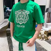 2022 summer ins fashion brand loose short sleeve fashion youth tiger printed t-shirt men&#039;s top spring bottomed shirt