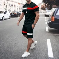 Men's Activewear 2 Gym Clothing Piece Summer Solid Color Sports Street Suit Short Sleeve T-Shirt and Shorts Casual Trend Oversized