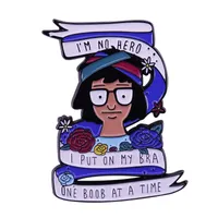 Feminist I'm No Hero I Put My Bra On One Boob at a Time Enamel Brooch Pin Pins Brooches Badges Exquisite Jewelry Accessories