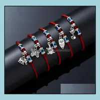 Charm Bracelets Jewelry Lucky Red String Bracelet Handmade Adjustable Blue Turkish Evil Eye For Women Men Friendship Gifts Drop Delivery 202