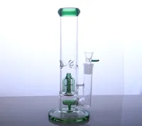 11 Inch hookah glass ice catcher Water bong bubbler smoking pipe with inline and 5 arms tree perc for dry herb YQ-17 GREEN, BLUE