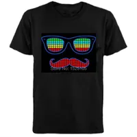 Men&#039;s T-Shirts Sound Activated Led Cotton T Shirt Light Up And Down Flashing Equalizer EL T-Shirt Men For Rock Disco Party DJ Top TeeMen&#039;s M