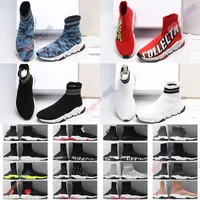 high quality Designer Sock 1.0 Boots Speed runners lace up Trainer Mens Womens Blue Sneakers Graffiti Triple Black White Luxury Flat Paris Socks Boots Size 36-45 box