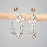 Hoop & Huggie Gold Silver Color Vine Twig Flower Earrings Bride Engagement Wedding Gift For Her Branch Women