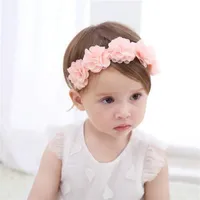 Baby Girl Headband Lovely Toddler Lace Flower Crown Hair Band Kids Headwear Rosa Vit Hår Tillbehör 372 H1
