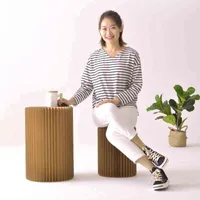 Nordisches Wohnzimmer Multifunktionsschlafzimmer Papierbank Einfache Faltenbank Tischrunde Hocker Plegable Stuhl Kreative Mode H220418