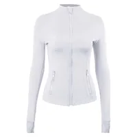 Women Define Jackets Yoga Long Sleeves Full Zipper Jacket Solid Color Nude Sports Shaping Jogging Sportswear Gym Professional polyester Snow lulus Leisure trend