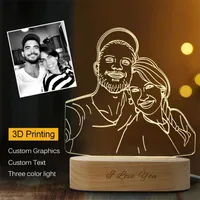 Drop Customized 3D Night Light 3 Colors USB Po Text Custom DIY Lamps For Baby Christmas Wedding Gift 220623