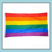 Banner Flags Festive Party Supplies Home Garden 100Pcs Rainbow Flag 3X5Ft 90X150Cm Lesbian Gay Pride Polyester Lgbt Po D0R