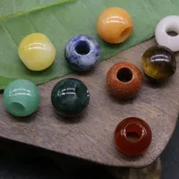 317 agitados de jade de jade 12 mm 5 mm Beñas de orificio grande cuentas dispersas de pulsera de pulsera de bricolaje hecho a mano Joyería