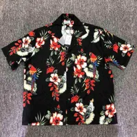 Designer heren t-shirts rhude t-shirt mannen vrouwen bloemen papegaai rode korte mouwen bloemen printen high street mode t-shirt uwiu hoogwaardige 001