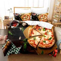 Gurme Pizza Yatak Seti Tek İkiz Twin Full Queen Boyut Seti Aldult Çocuk Yatak Odası Duvetcover Setleri 3D Baskı Yatak Sayfası Seti L220711
