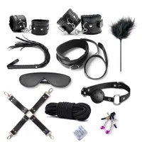 Pcs set Sexy 10 Lingerie Pu Leather Bdsm Bondage Set Hand Cuffs Footcuff Whip Rope Blindfold Erotic Toys for Couples QP64