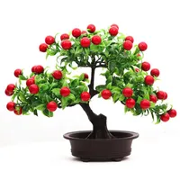 Decorative Flowers & Wreaths Artificial Plants Bonsai Fortune Fruit Tree Potted Faux Big Berry Branch Leaf For Home Wedding Room Decoration