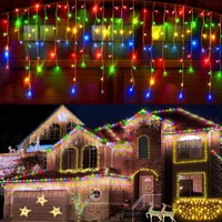 Strings Garland Decoraciones navideñas para la casa 2022 Autor al aire libre Fairy Light Festoon Cortina de carámbano 4M Drop 0.4/0.5/0.6mled LED