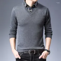 Erkek Sweaters Trui Mens Breigoed Herfst Modu Erkekler NEP İki parça yüksek boyunlu tişörtü Kraag giyim artı Boyut M-XXXL Mari22