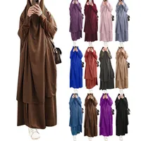 Ethnic Clothing Hooded Muslim Women Hijab Dress Prayer Garment Jilbab Abaya Long Khimar Ramadan Gown Abayas Skirt Sets Islamic Clothes