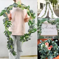 Party Decoration Artificial Green Eucalyptus Willow lämnar Garland Vine Romantic Wedding Arch Flower Rattan Wreath Home Holiday