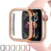 Cubierta de reloj de diamante Luxury Bling Crystal PC Cubierta para Apple Watch para la serie iWatch 7 65 4 3 2 1 Case 42 mm 38 mm 41 mm 45 mm Banda