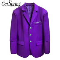 Getspring Women Blazer Vintage Purple Women Blazers Jackets 캐주얼 여성용 블레이저 긴 소매 All Match Fashion Suit Coats 2020 LJ201021