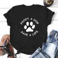 Camiseta para mujeres Adopta A Dog Save Life THIRY THISH TOP ALGOY ALGOYA Camiseta Camiseta blanca Femme Camiseta Mujer