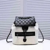 Luxury Brand design 2022 Letter plaid Backpack woman&#039;s Shoulder Chain CC bag lambswool vintage handbag real Leather messenger bags travel bag