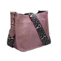 Bolsas de noite Vintage PU Leather Leopard Bag Women Strap Strap Ladies Mensageiro de cor sólida Feminina Designer feminina Handbag237r