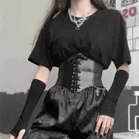 1PCS Gothic Dark Lace Up Female Taille Corset Belt large Pu Cuir Celt Fashion Sliistband Robe Robe Ajustement Robe 220614