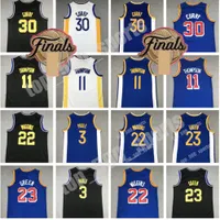 2022 Patch Basketball 30 Stephen Curry Jersey Klay Thompson 11 Andrew Wiggins 22 Draymond Green 23 Poole 3 Sporthemd Weiß Blau gelb