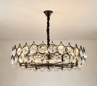 Glass Led Decorate Chandelier Pendant Light E27 Pendant Lamp Restaurant Living Room Lampshade Round K9 Crystal