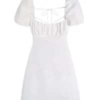 Tangada Summer Mujeres Vestidos de algodón blanco Backles sin manga corta Damas Sundress 3H204 220708