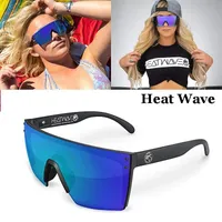 Solglasögon Flat Top Eyewear Black Frame Mirrored Lens Windproof Sport Fashion Heat Wave For Unisex Lunette de Soleil Femmesunglasses