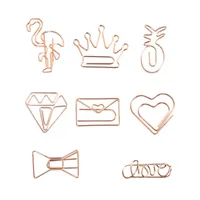 Creative Metal Paper Clips Rose Gold Crown Flamingo Paper Clips Bookmark Memo Planner Clips School Office Stationery Supplies 2360 T2