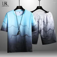 T-shirts voor heren t-shirts t-shirt 2-delige sets Summer Solid Color Tracksuit en shorts Casual Fashion Male kleding Hawaiiaanse pakmannen Just22