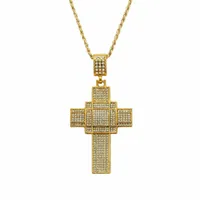Colares pendentes Hip Hop Cz Stone Paving Bling Out Multilay Cross Men Jewelry com 30 polegadas de cor dourada Twist ChainPendPenda