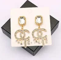 Mixed simple 18k oro plateado 925 letras de lujo de plata diseñadores de marca geométrica famosas mujeres cristal rhinestone perla pendiente joyería