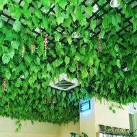 Decoratieve bloemen kransen lengte van 210 cm kunstmatige zijden simulatie klimmennen groenten groen blad klimop rattan voor woningdecor bar restaurant