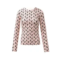 Designer femminile femminile camicie abiti sexy moon stampa top stilist stampato da donna a manica lunga tunica tunica koszulka damska mezzaluna