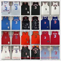 Mitchell and Ness Basketball 3Alleniverson Jerseys Man Retro Stitched 2003 All-Star White Black 1996-97 1997-98 Red Blue 10th Jersey Shirt