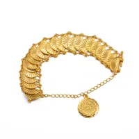 Bracelets Charm Anniyo Pulsera de monedas turcas para joyas de boda de oro para mujeres Banglet #249006 Charm